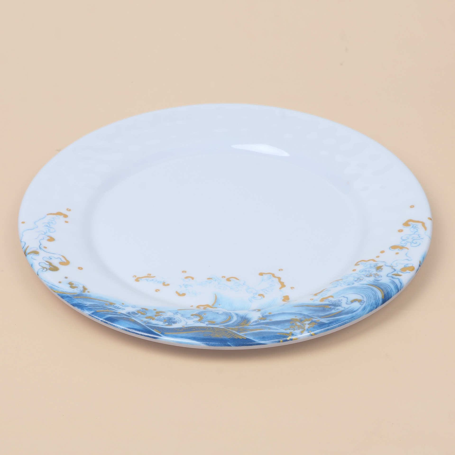 Melamine imitation porcelain tableware, hotel shallow plates, deep plates, durable, white round, hot pot, dessert, restaurant buffet plates full figure