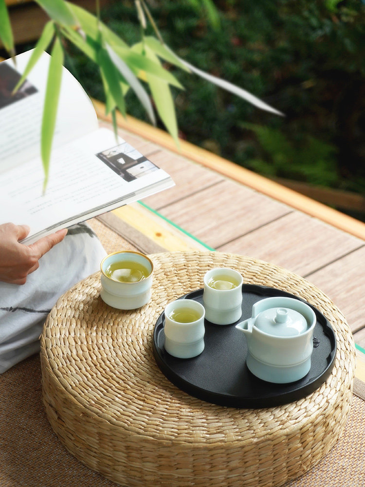 Taiwan Lu Bao 2025 New Tea Set, one pot and three cups, red festive bamboo joint cup and teapot, Rich bamboo year after year details Picture