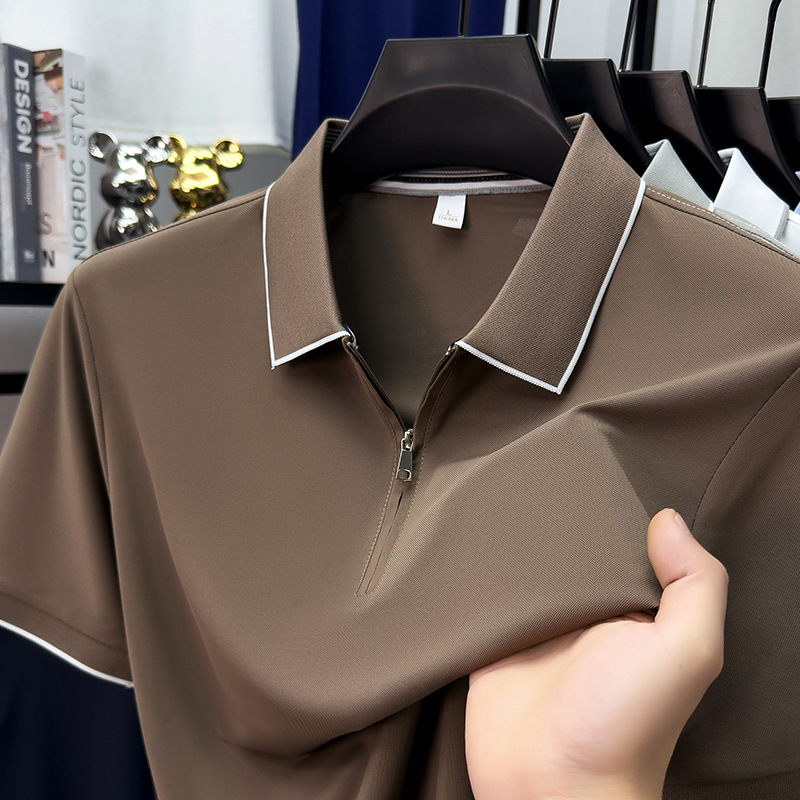 26 Summer Men's polo shirt short-sleeved new ice silk breathable business casual lapel business top for men Specification image