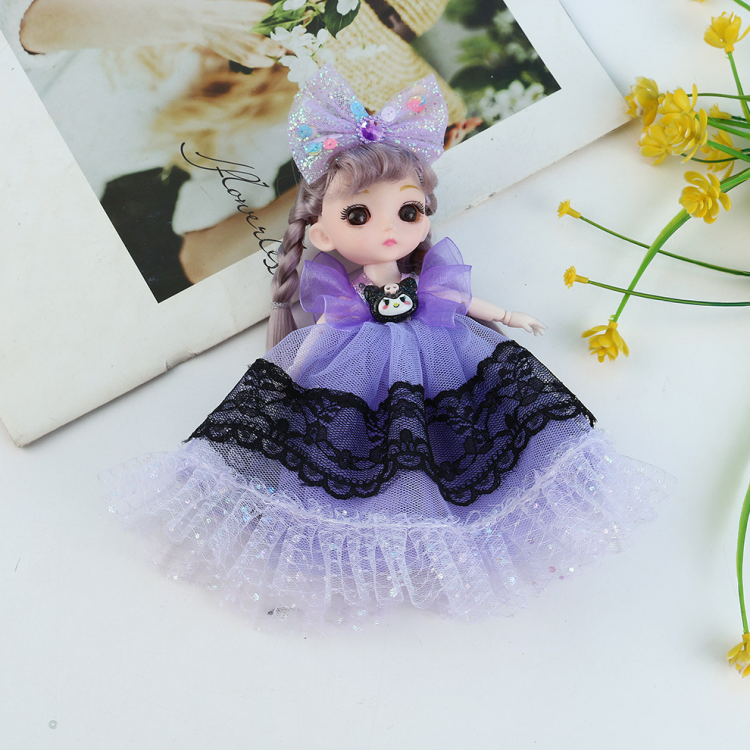 Mini cartoon dress, princess Barbie doll, doll play house set, girl gift, children's keychain Specification image