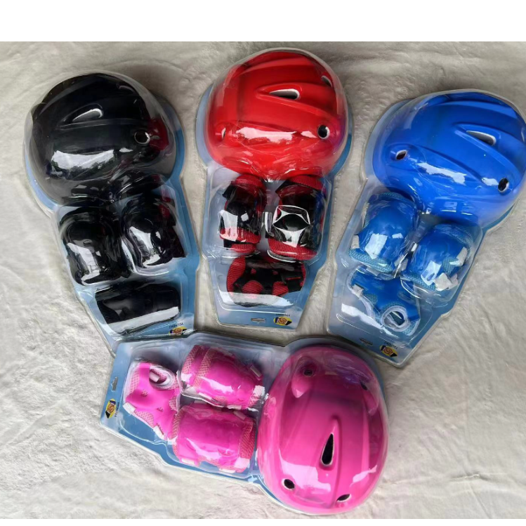 Children's roller skating helmet and protective gear set, seven-piece set, skateboard protective gear, head guard, hand guard, elbow guard, knee guard, seven-hole landmine Specification image