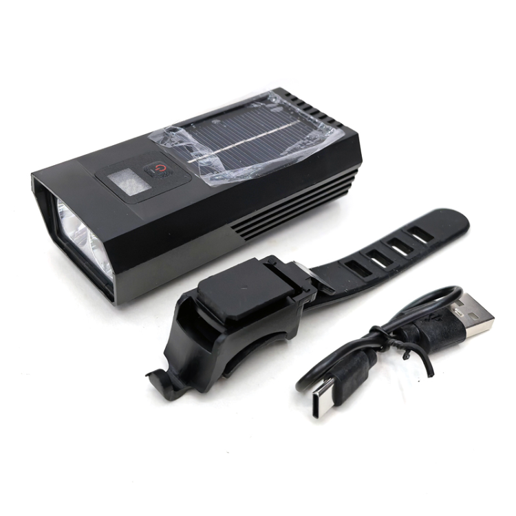 YC-2808USB充电自行车前灯数显太阳能前灯单车前灯骑行手电筒灯