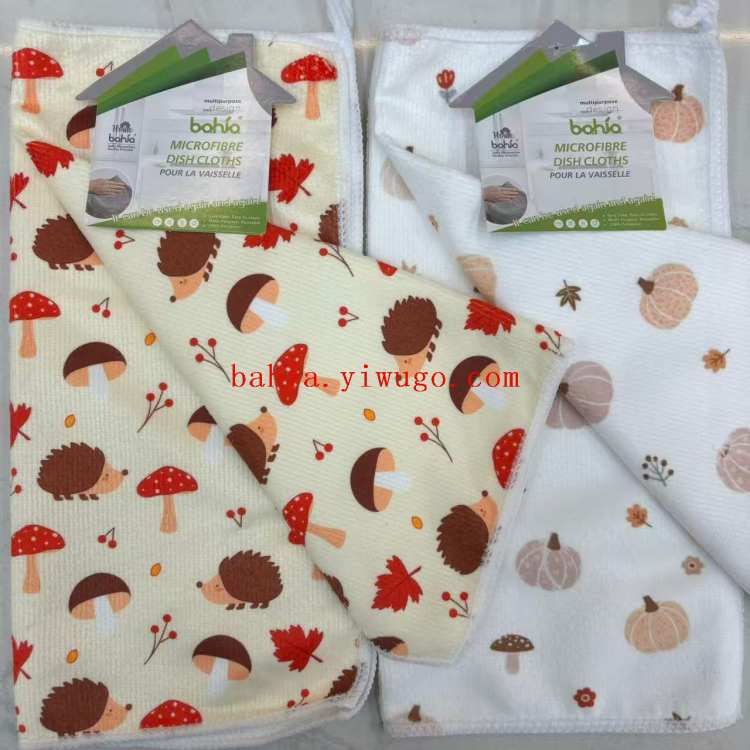 Two sets of digital printed tea towels, 30*30cm, cleaning cloths, multi-functional cleaning cloths, and dishwashing cloths bahia Application Scenario