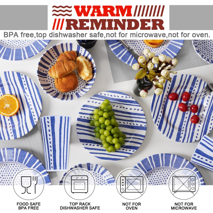 Export 16-piece set of melamine tableware, A5 food-grade tableware, imitation porcelain tableware, loose, non-fading, machine washable Specification image