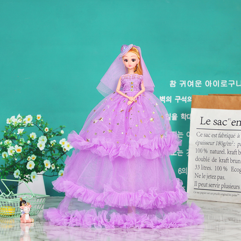 New street stall doll, golden five-pointed star, three-layer wedding dress, Western-style dress, princess doll, 50 cm oversized Barbie girl details Picture