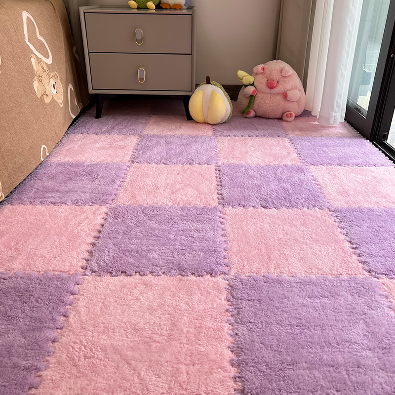 Plush carpet for the bedroom, full bedding, children's crawling, patchwork floor MATS, balcony bay window MATS can be cut Item Picture