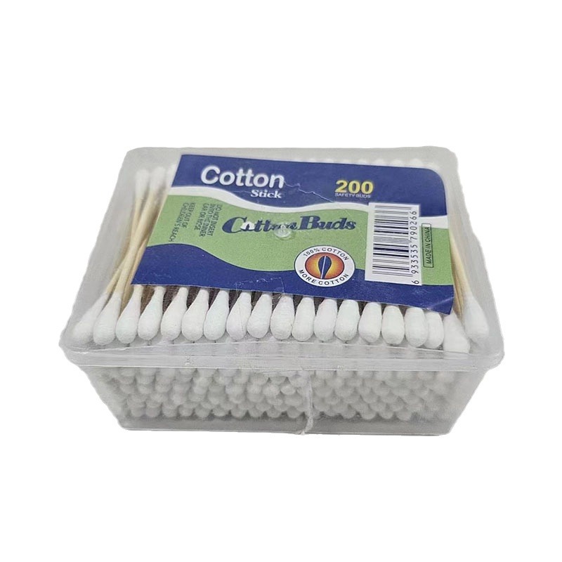 Portable disposable double-headed cotton swab flat box from the manufacturer, 170 pieces for household cleaning, filled with makeup remover cotton swabs and cotton swabs Specification drawing