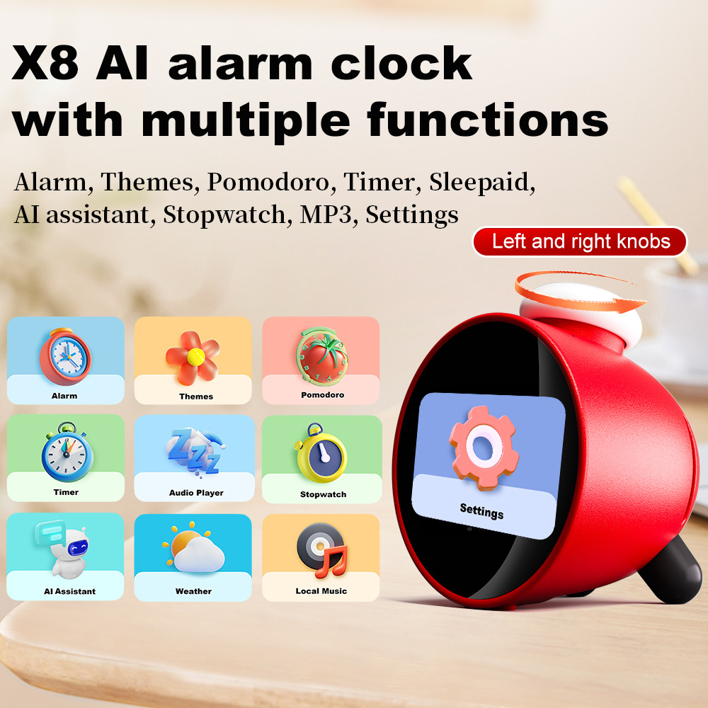 AI智能闹钟卡通艺术创意智能闹钟新款儿童个性闹钟可语音闹钟跨境智能闹钟