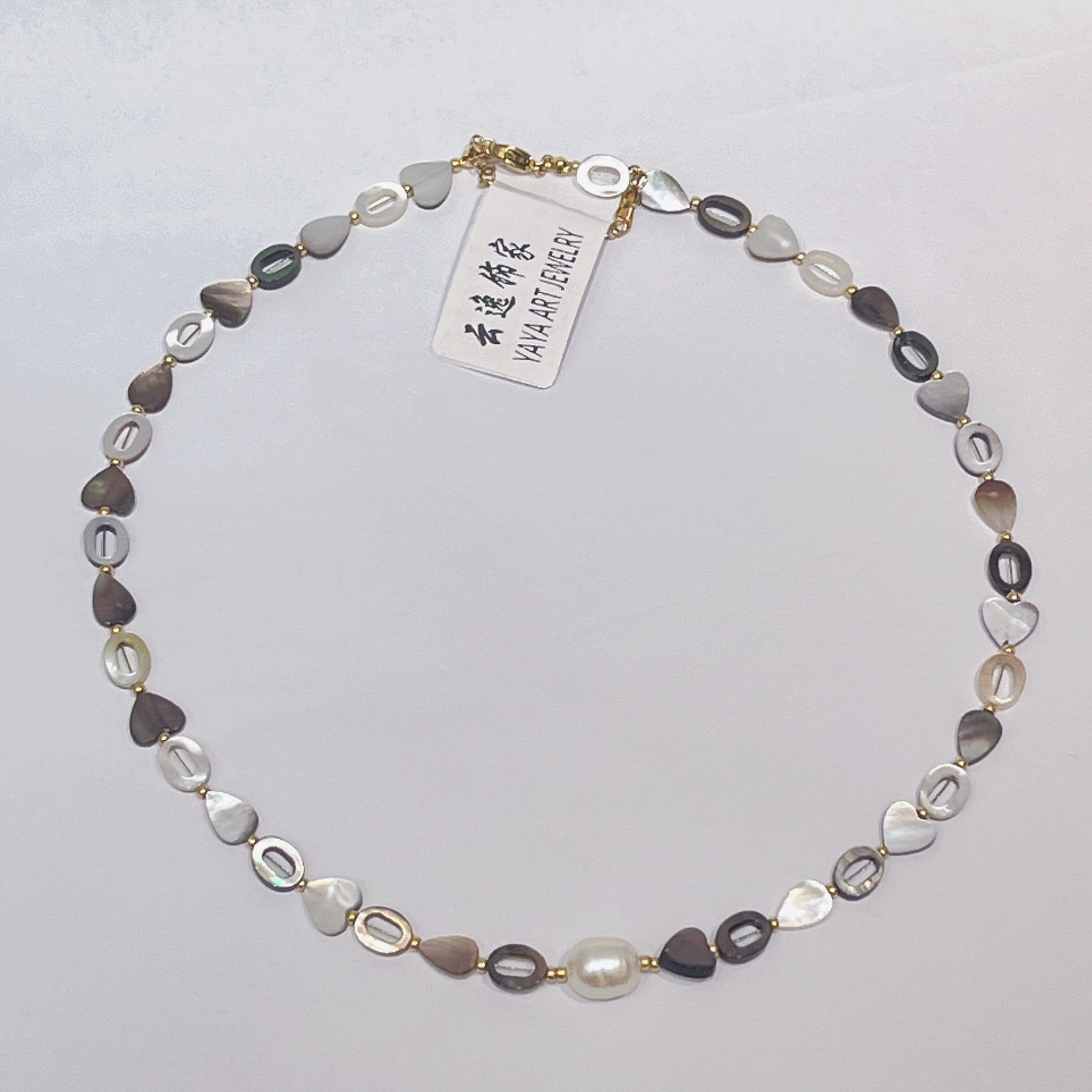 Yunyi Shijia Shell Necklace with carved geometric shapes freshwater pearl jewelry wholesale Original necklace, freshwater pearl exaggerated necklace Specification image