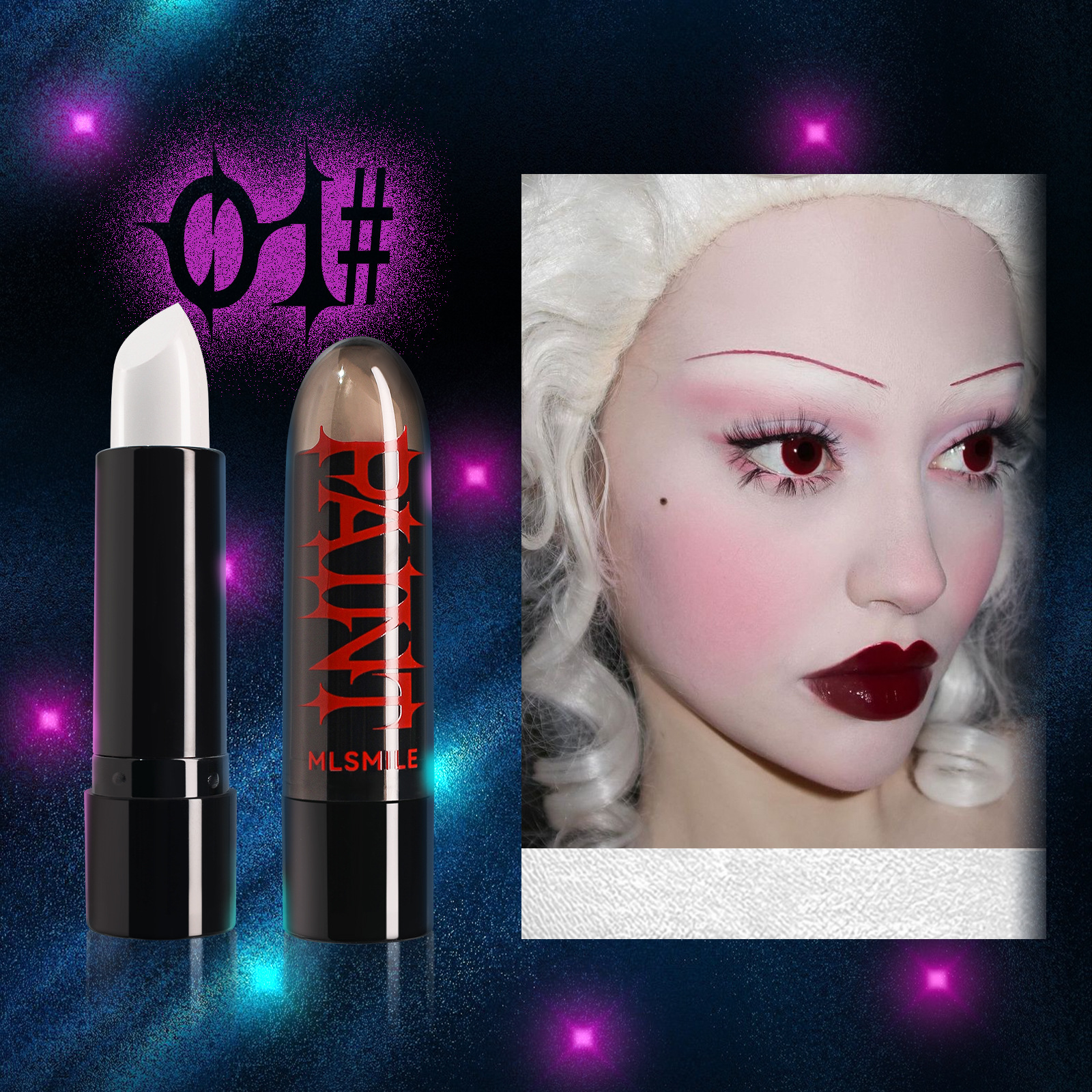 8-color Halloween lipsticks - black, white, red, green, blue - are easy to apply facial makeup to vampires