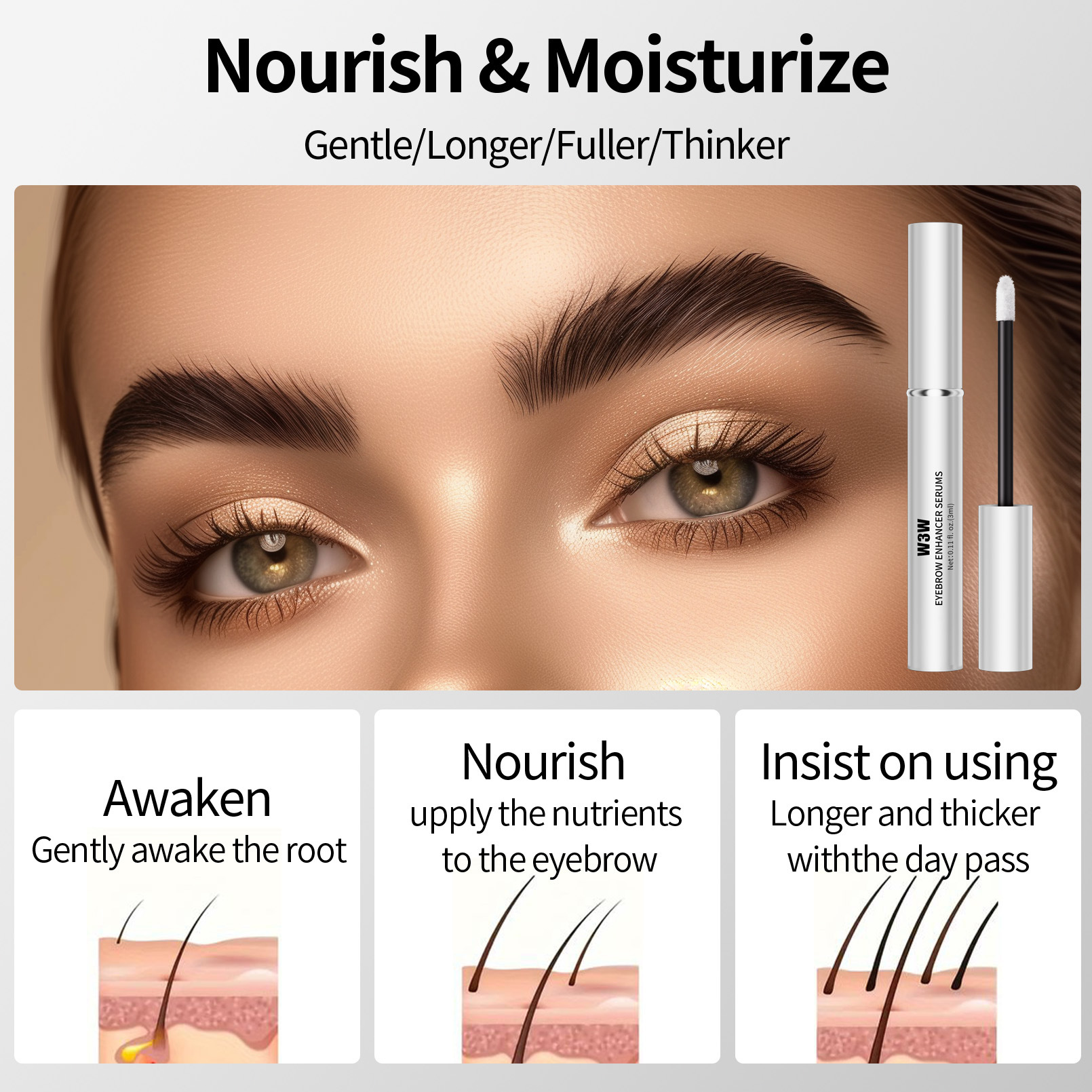 Natural y espeso vegano aceite de ricino cejas serum para hombres y mujeres - cuidado de crecimiento suave details Picture