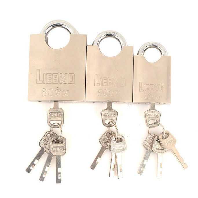 Durable and sturdy silver padlock, 50MM brass small lock head, anti-theft and anti-picking household safety lock, 70mm size Item Picture