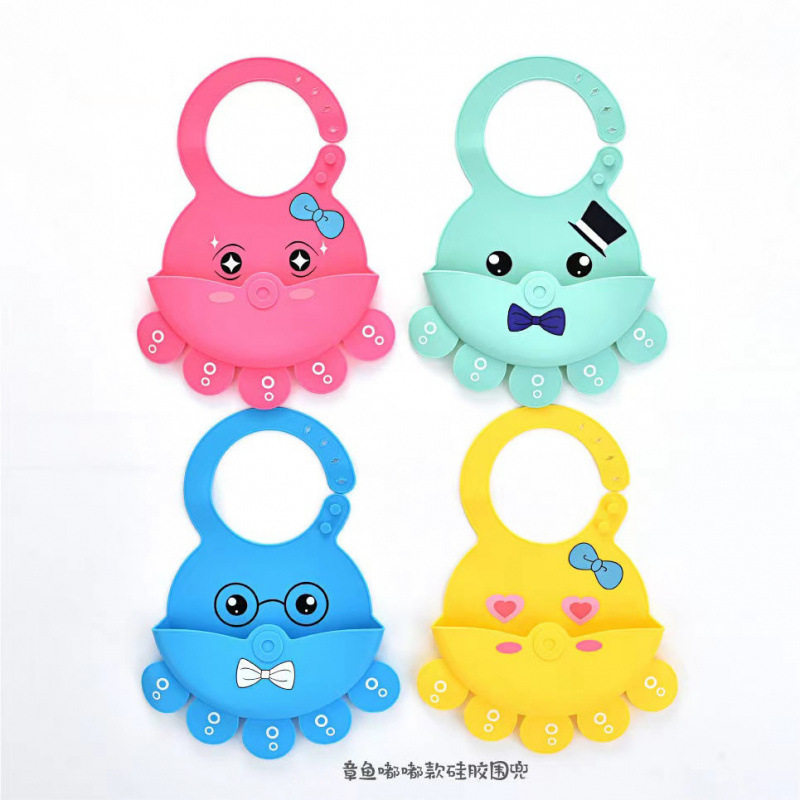 Baby feeding bib, children's waterproof and no-wash feeding bib, silicone three-dimensional bib, super soft for kindergarten baby feeding bib