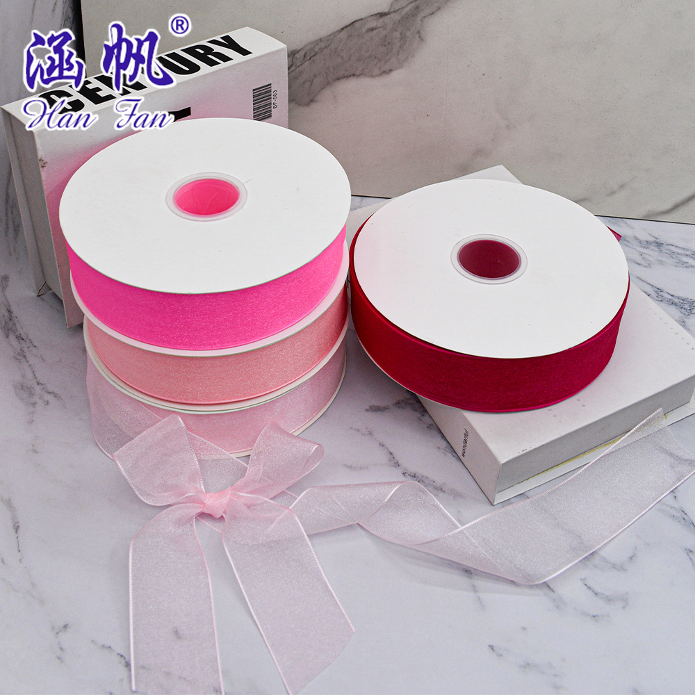 4cm flower net yarn pearl yarn ribbon gift box packaging, Ougen yarn ribbon semi-transparent ribbon manufacturer wholesale with free shipping
