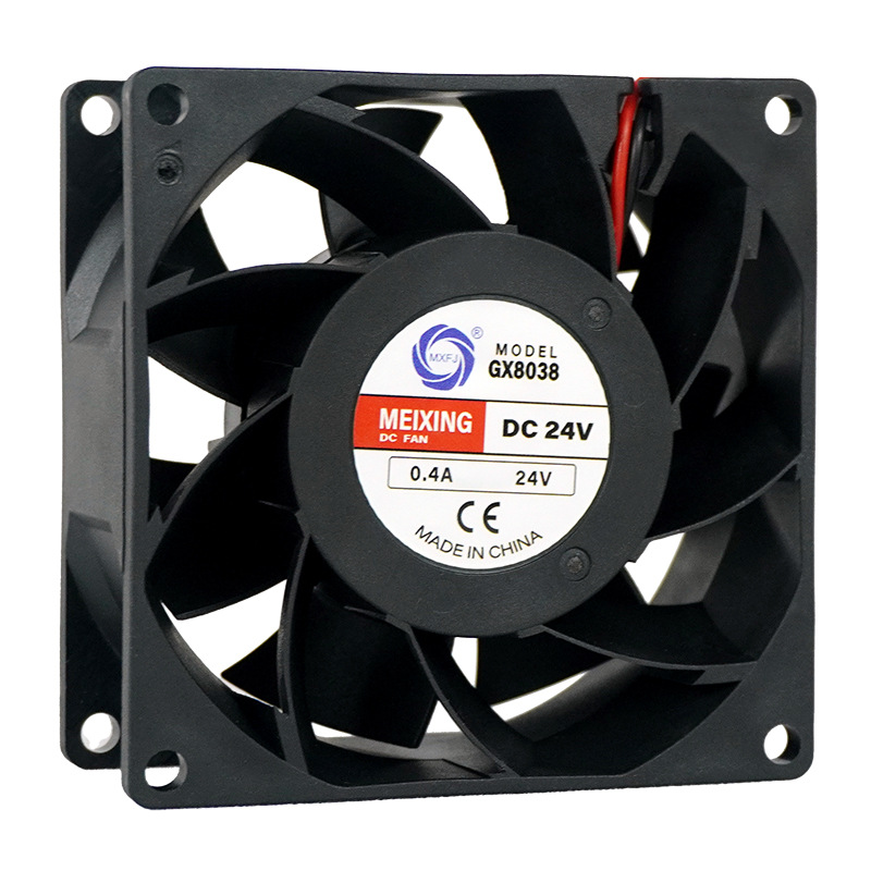 GX8038 DC 12/24V ball bearing axial flow fan, 8038 heat dissipation and cooling fan exhaust fan details Picture