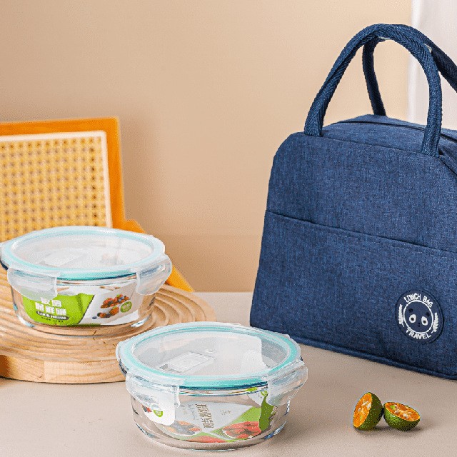A simple and elegant two-piece set of glass food storage bowls, a round covered food storage box set, an event opening gift, and a casual gift Item Picture
