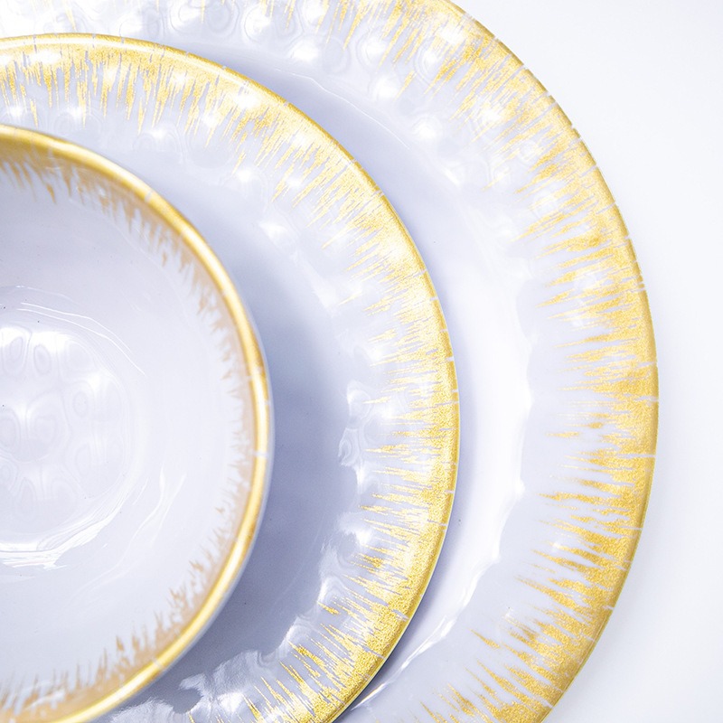 White Western-style plates, melamine plates, steak plates, pickling plates, dishes, hotel tableware, striving plates, salad and fruit plates details Picture