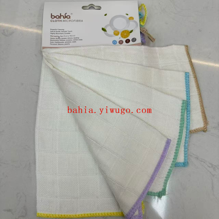 Five large white checkered dishcloths, degreasing and oil-absorbing scouring pads, kitchenware and stove cleaning cloths, bahia Application Scenario