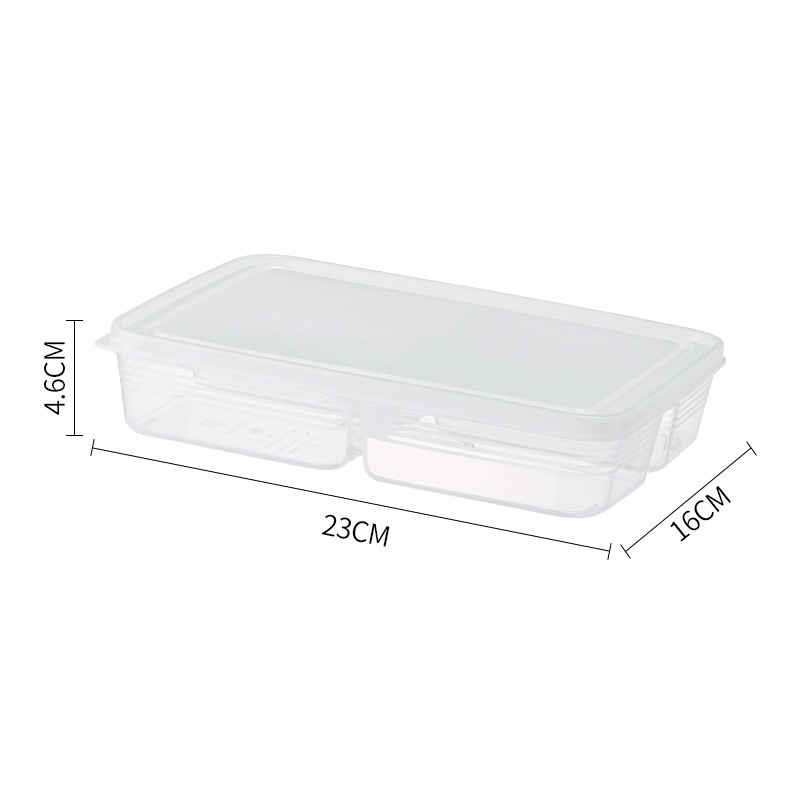 Japanese-style covered four-compartment food preparation box, refrigerator storage box, food-grade scallion, ginger and garlic side dish refrigerator plastic preservation box Application Scenario