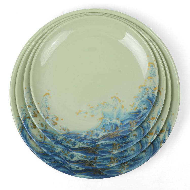 New melamine plates, commercial hotel catering Western steak plates, home dining plates, high-end round plates, flat plates Item Picture