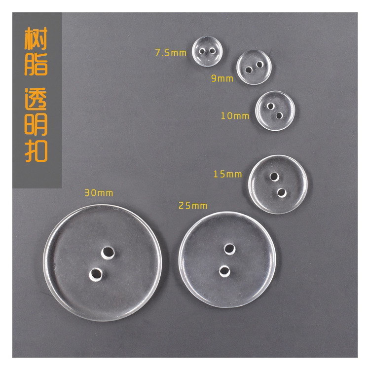 Hot-selling color in-stock two-eye resin buttons, round bread buttons, DIY handmade for kindergartens Specification image