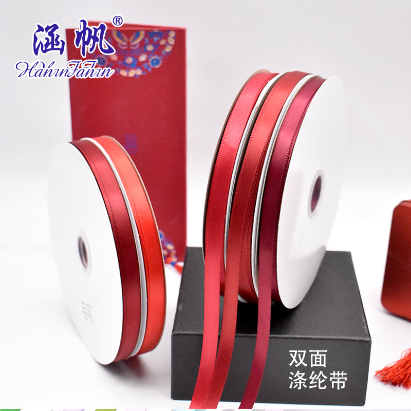 Encrypted double-sided ribbon gift box packaging, polyester tape double-color tin tape, cake box, bow accessory details Picture