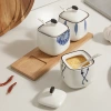 Square ceramic seasoning jar, kitchenware, high-temperature resistant seasoning box, household condiment jar combination set details Picture