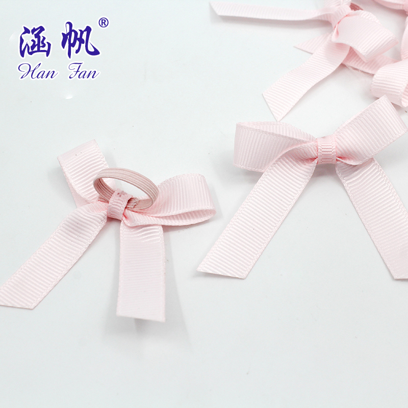 Factory direct sales of 1CM satin ribbon printed dot wound bow, hand-woven ribbons for children's clothing accessories details Picture