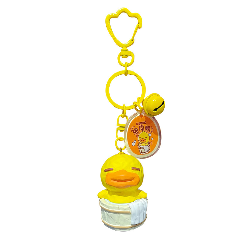Authentic wood-carved B.Duck yellow duck keychain, creative and exquisite resin duck figurine key chain pendant Application Scenario