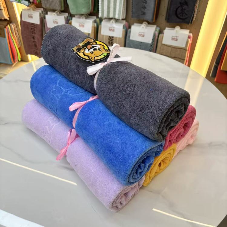 70*140cm印字宠物毛巾 猫狗洗浴清洁浴巾 吸水速干擦身毛巾产品图