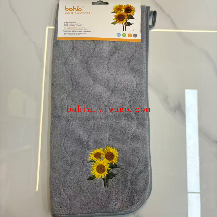 35*75cm striped cleaning towel, embroidered sunflower towel, tea room absorbent cleaning tea towel bahia Application Scenario