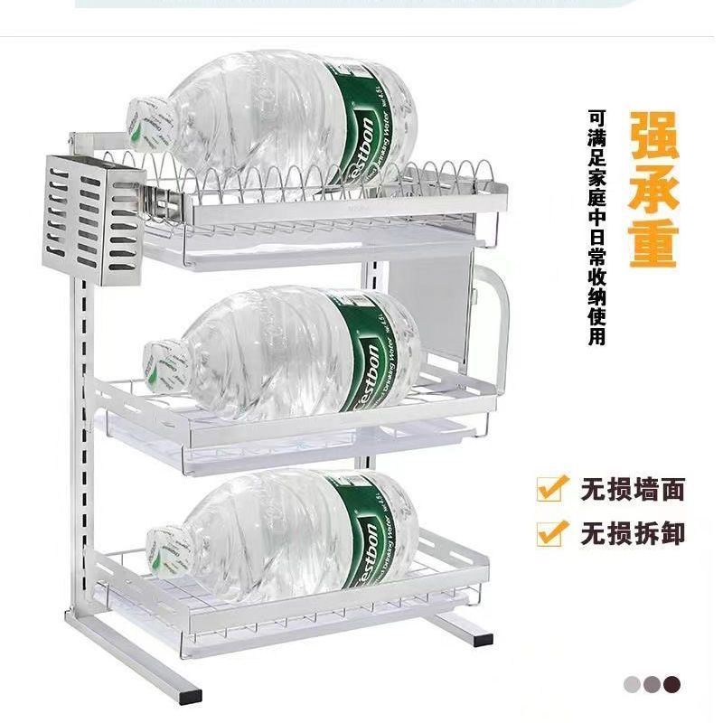 【 Send 筷笼】201 stainless steel wall bowl rack, wall-mounted dish drying and draining kitchen storage rack, no need for drilling Item Picture