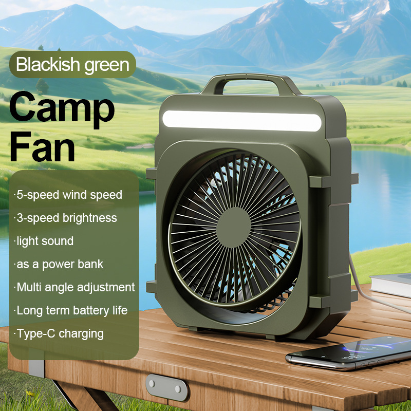 A large-capacity USB charging mini portable fan with a reversible vertical table fan for outdoor camping, picnics and fishing details Picture