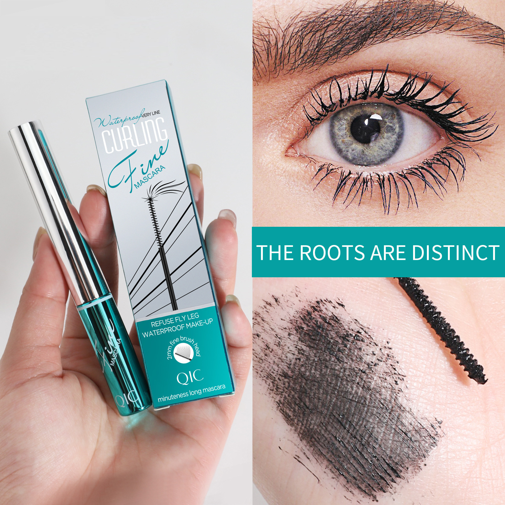Fine curly ultra-fine silicone small brush head, waterproof and stain-free 4D effect eyelash mascara