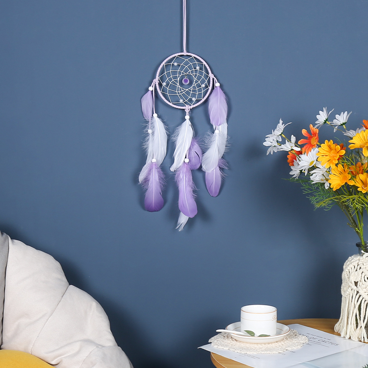 Simple decorative dream catcher pendants, feather pendants, hand-woven feather dream catcher ornaments, cross-border hot sales wholesale