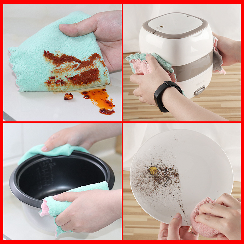 抹布洗碗巾珊瑚绒双面百洁布5片30*30产品图