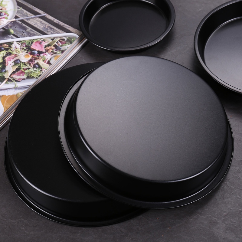 Factory direct sales of 6-14 inch non-stick pizza trays, black carbon steel pizza molds, baking pizza trays, baking molds details Picture