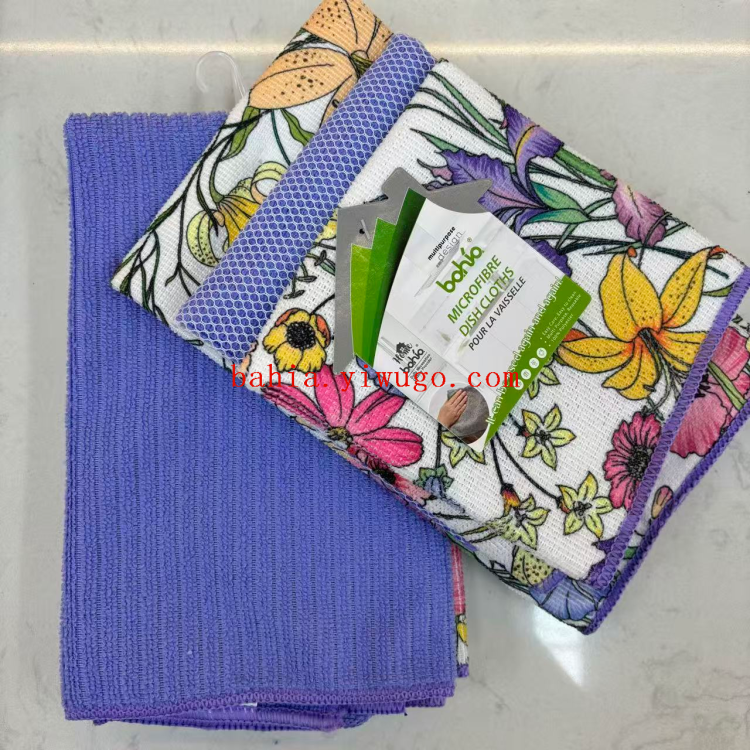 Bahia Kitchen Cleaning Set: 4+2 Printed Cloths, grid Dishcloths, scrubbing cloths, Scouring pads Specification image