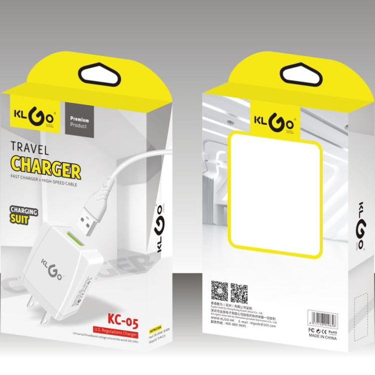 酷为 KLGO KC-05 手机充电器插头数据线套装 android 美规
