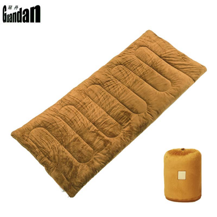 Thickened sleeping bag for outdoor camping, winter thickened for warmth and cold protection, adult spliced envelope-style coral fleece Item Picture