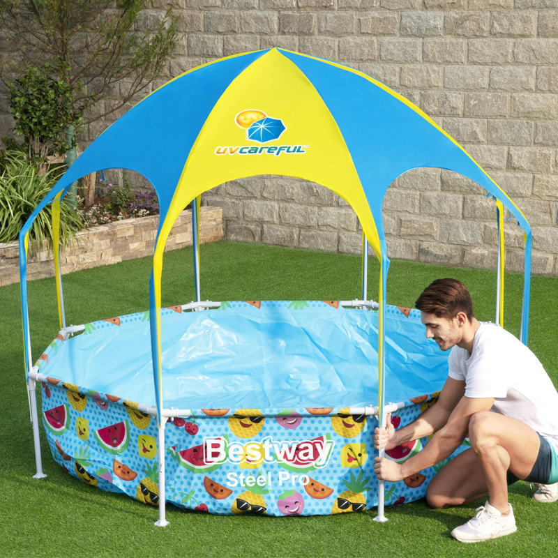 Bestway56432圆形支架帐篷水池户外儿童遮阳遮雨游泳池加厚戏水池