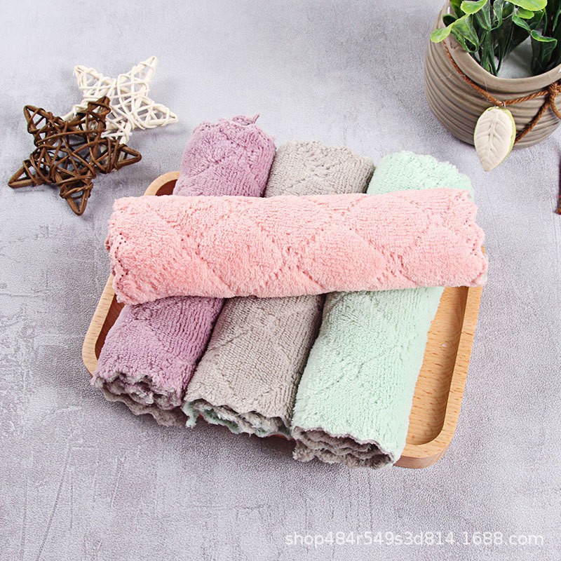 加厚珊瑚绒洗碗布吸水懒人抹布不沾油百洁布擦桌擦碗清洁布洗碗巾