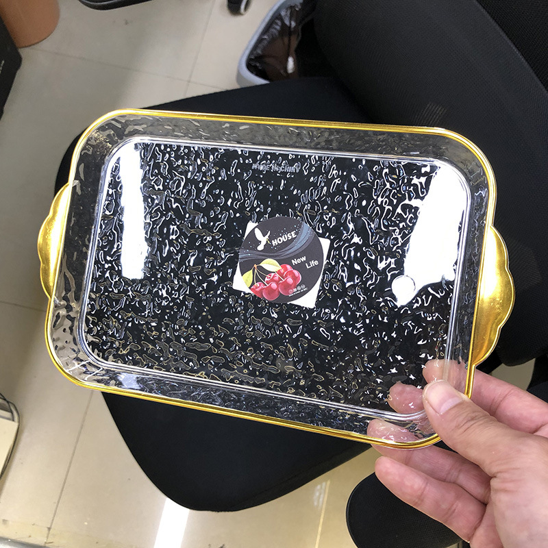 水果盘透明金边加盖轻奢小熊餐厅酒店咖啡点心托盘零食糖果跨境产品图