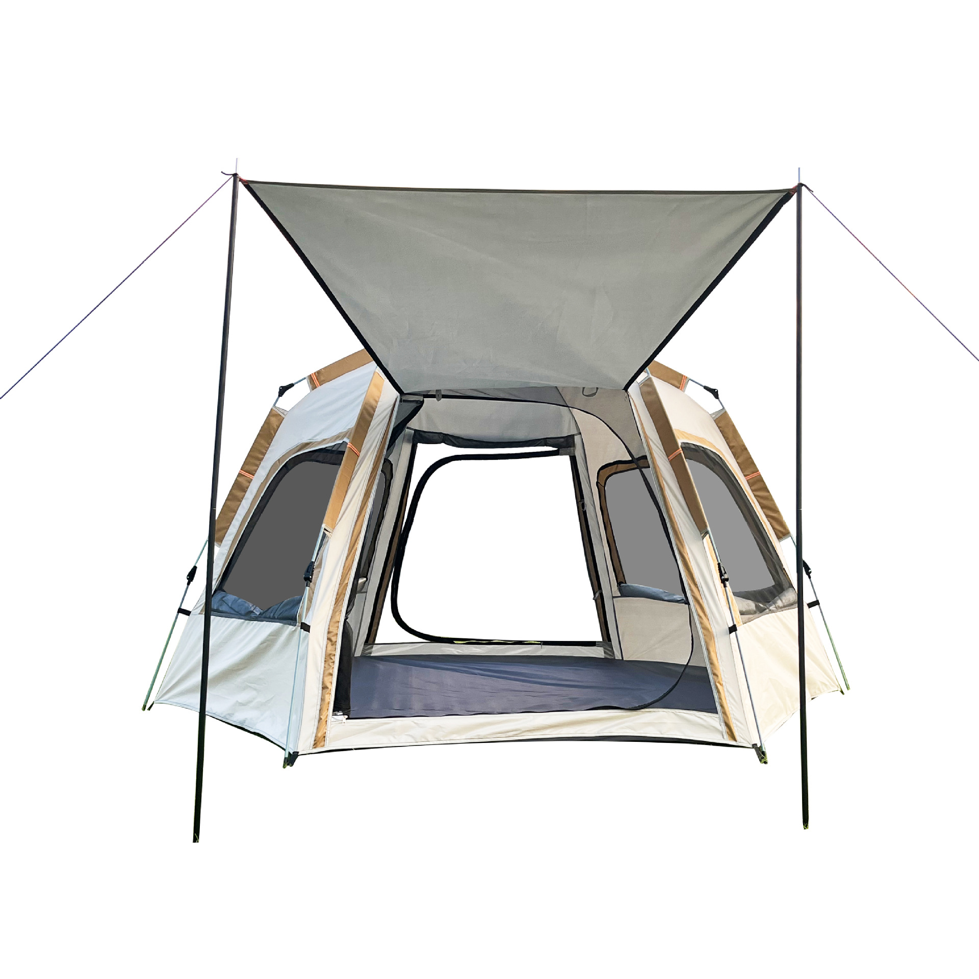 Tienda al por mayor en stock al aire libre portátil hexagonal plegable totalmente automático una habitación una sala parque camping engrosado y ventilado Specification image