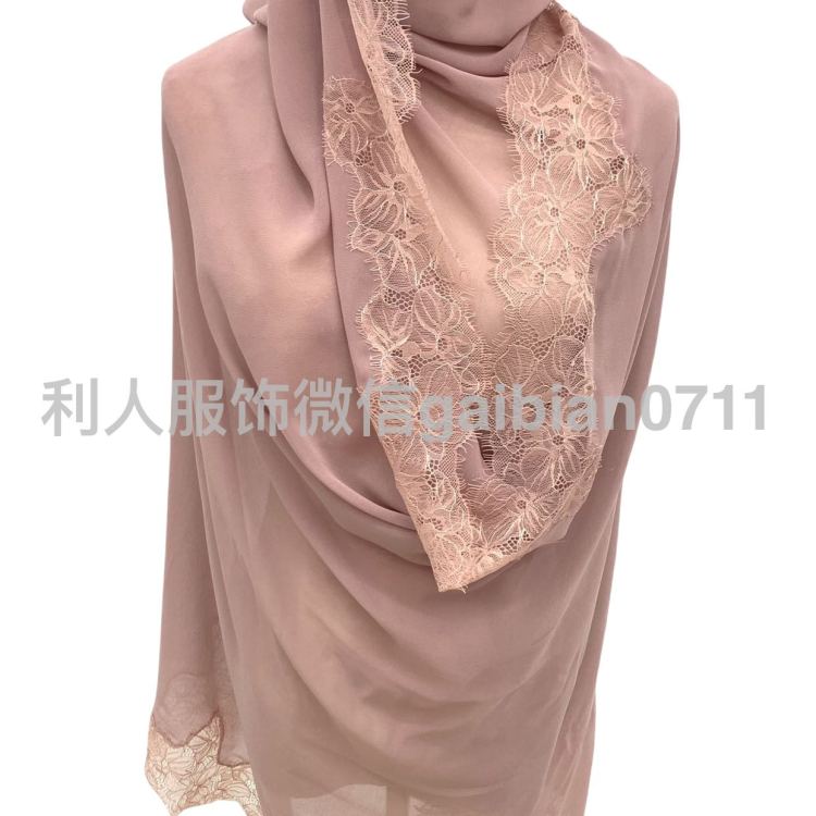 大尺寸蕾丝花边长巾穆斯林头巾 婚姻围巾 阿曼女性包头巾