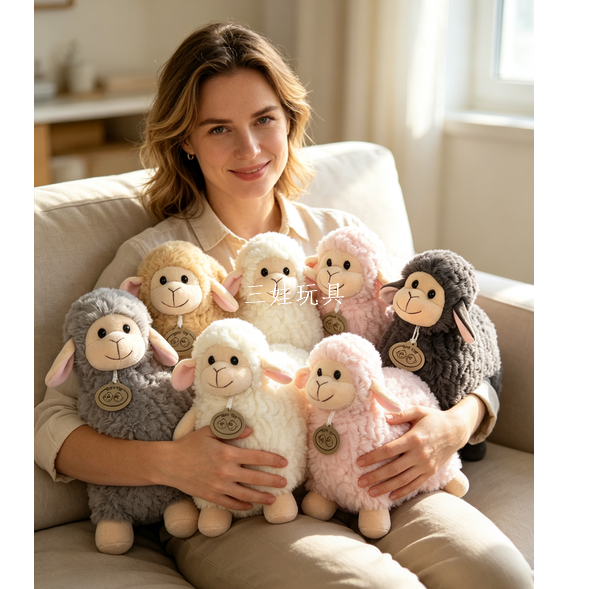 Cross-border Little Sheep, cute plush toy figurines, adorable little sheep throw pillows, children's dolls, birthday gifts, wholesale details Picture