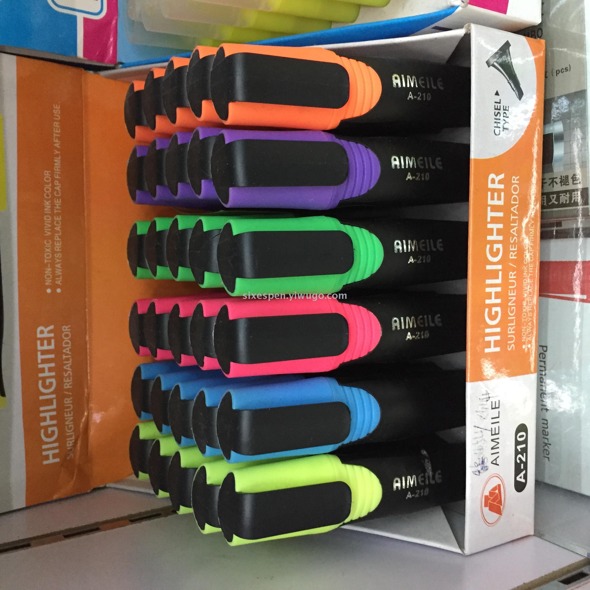 【新款无毒环保】厂家直销 文具批发 36支盒装 荧光笔细节图