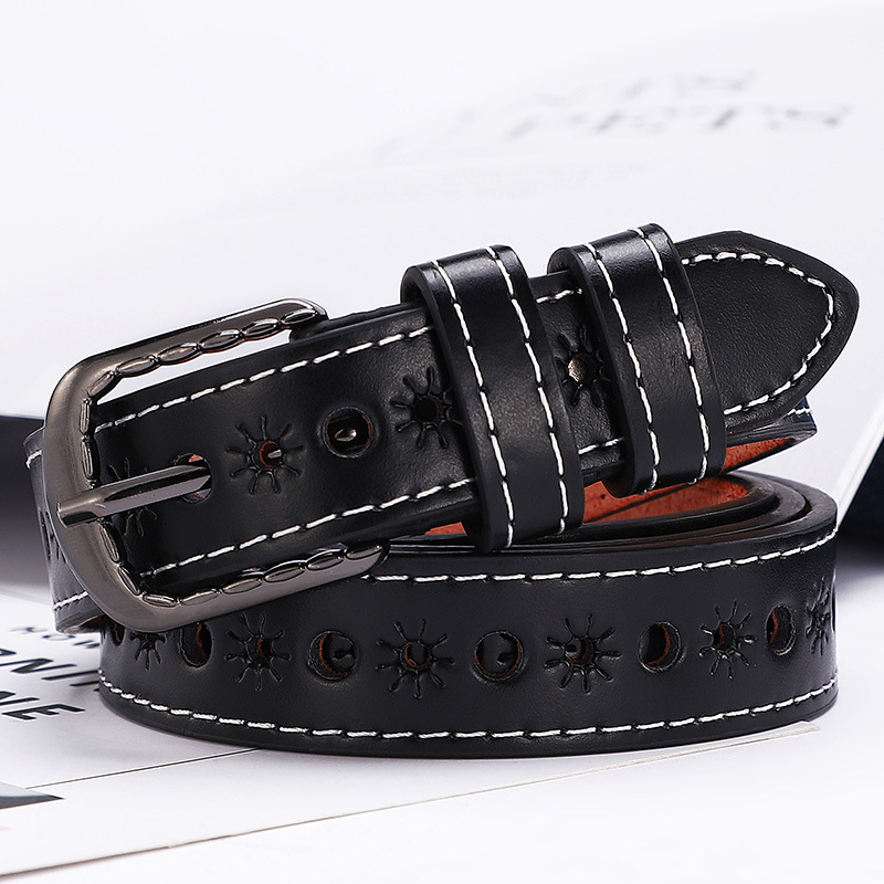 New women's belt, youth and student hollowed-out versatile jeans, thin belt, Korean version, unisex fashion belt Item Picture