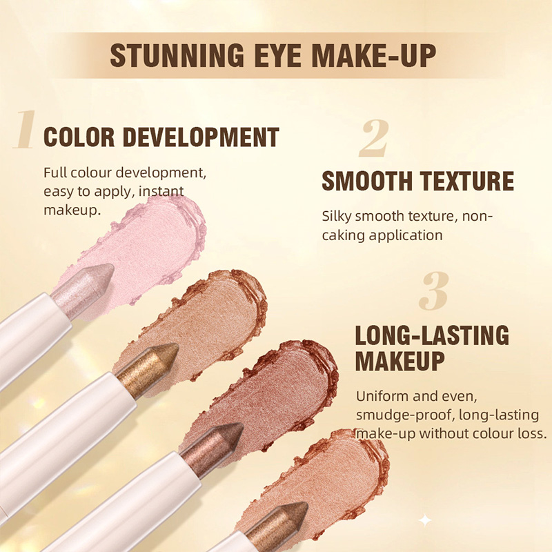 High-quality factory OEM/ODM customizable mineral ingredients combined with luminous effect, waterproof, high color rendering, long-lasting formula, micro-light brightening eyeshadow stick details Picture