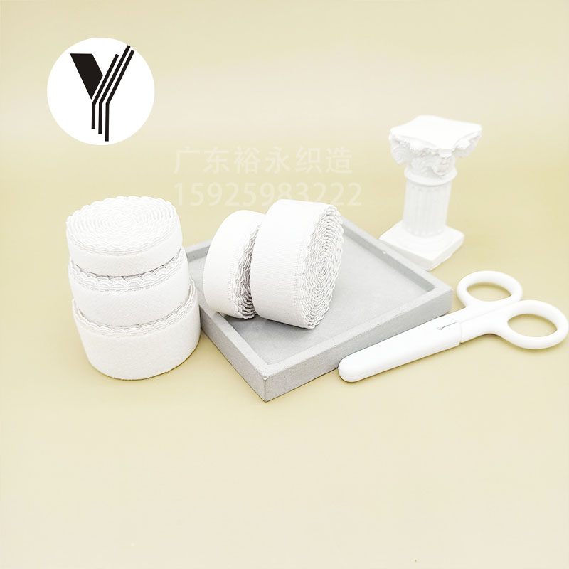 Manufacturer's in-stock computer toothed edge elastic band, checkered crescent, black and white elastic webbing, clothing accessories, waist and hem Application Scenario